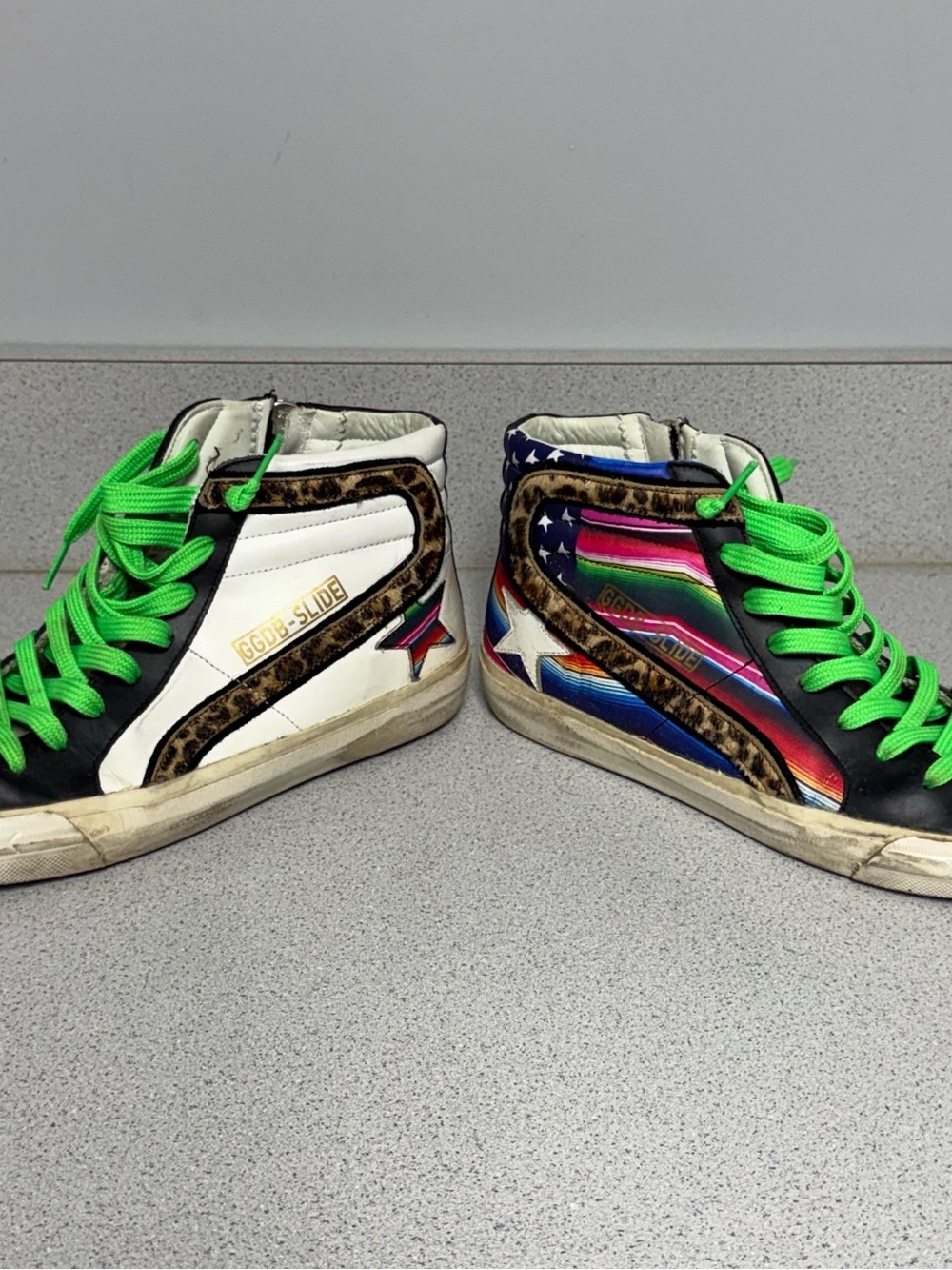 Golden Goose GGDB Slide High Top Sneakers Leopard Serape EU 38 US 8 - Picture 5 of 7